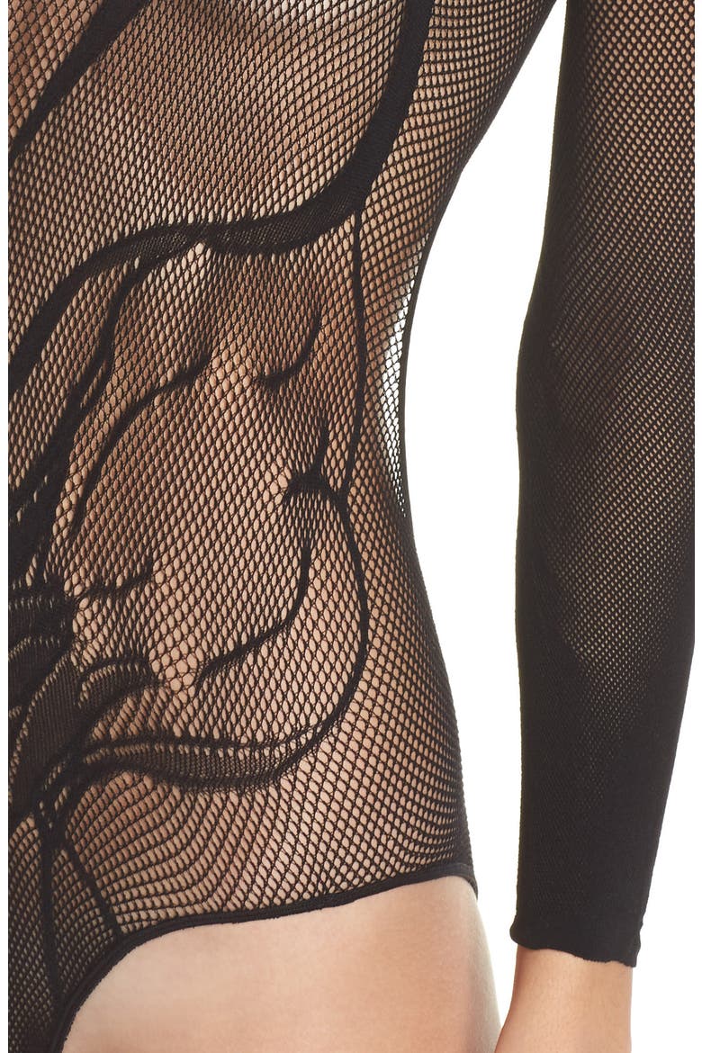 Fishnet Bodysuit, Alternate, color, BLACK