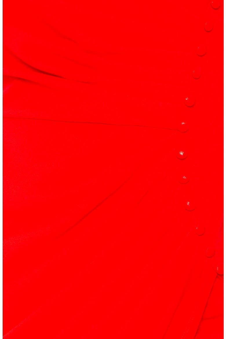 Asymmetric Button Detail Faux Wrap Midi Dress, Alternate, color, RED