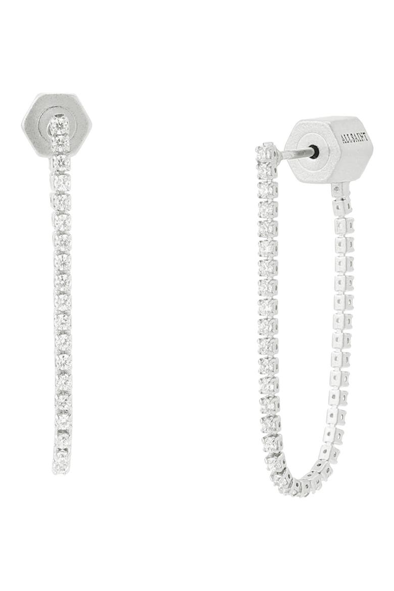 Crystal Front to Back Earrings, Main, color, CRYSTAL/ WARM SILVER