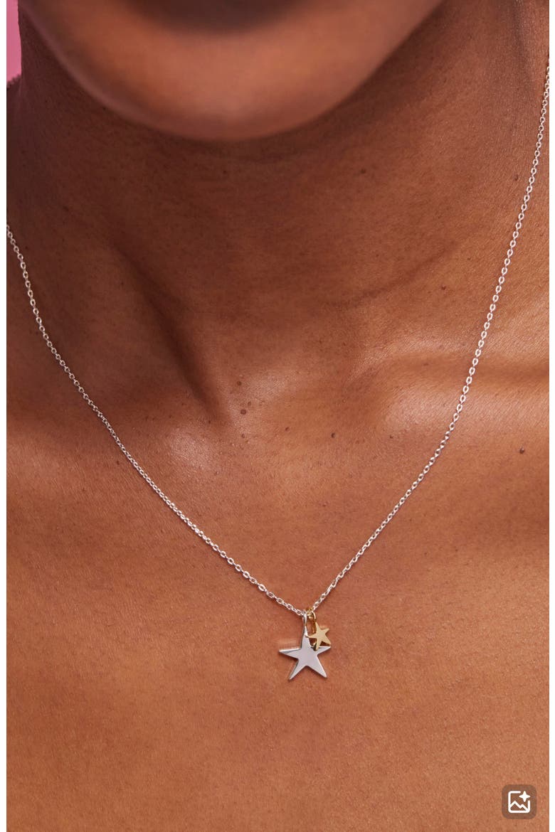 Double Star Necklace, Alternate, color, SILVER