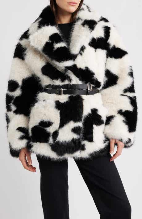 AFRM Livingstone Cow Print Faux Fur Jacket