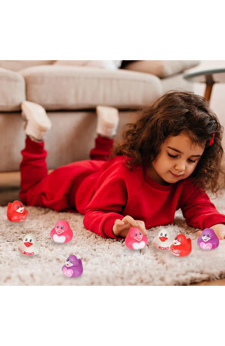 ArtCreativity Valentine's Day Rubber Duckies 12 Pack, Love Themed Bath Toys, Alternate, color, Multicolored