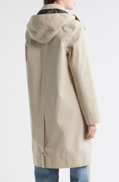 Barbour Hebrides Longline Waterproof Jacket With Removable Hood In Neutral