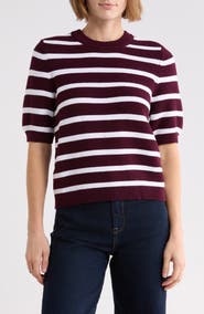 French Connection Mozart Striped Short Sleeve Sweater