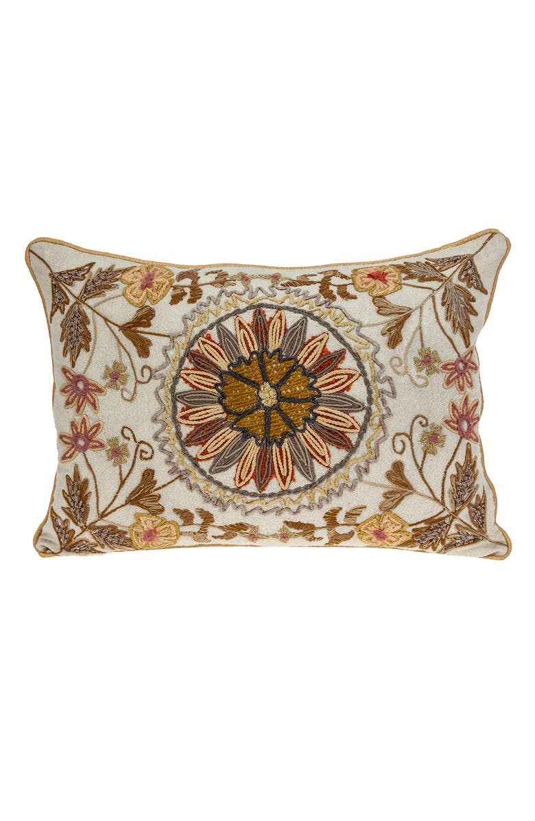 PARKLAND COLLECTION Hand-Embroidered Maggie Accent Pillow, Main, color, Beige