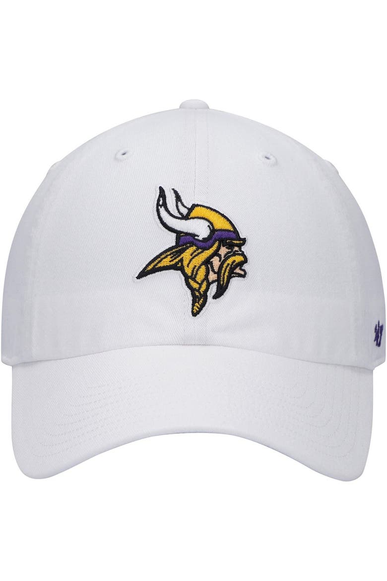 Men's '47 White Minnesota Vikings Logo Clean Up Adjustable Hat, Main, color, White