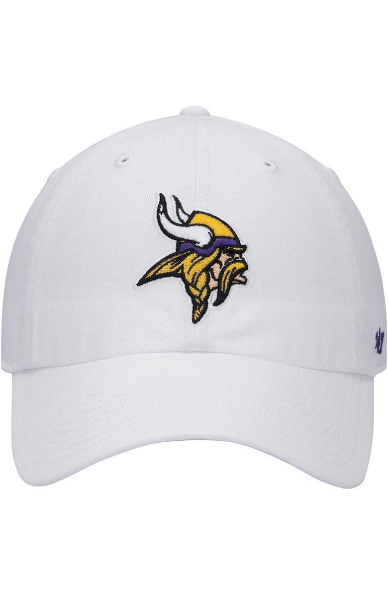 '47 Men's '47 White Minnesota Vikings Logo Clean Up Adjustable Hat, Main, color, 