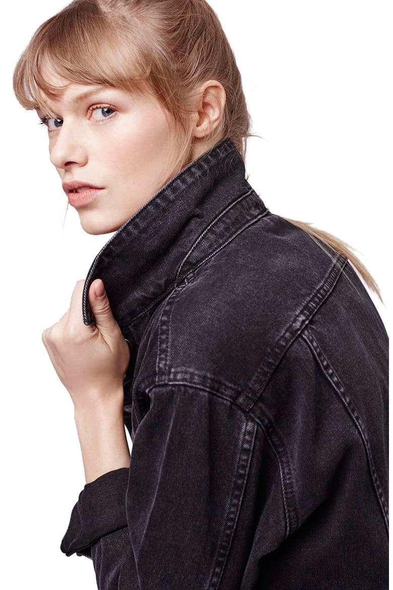 Oversize Denim Jacket, Alternate, color, BLACK