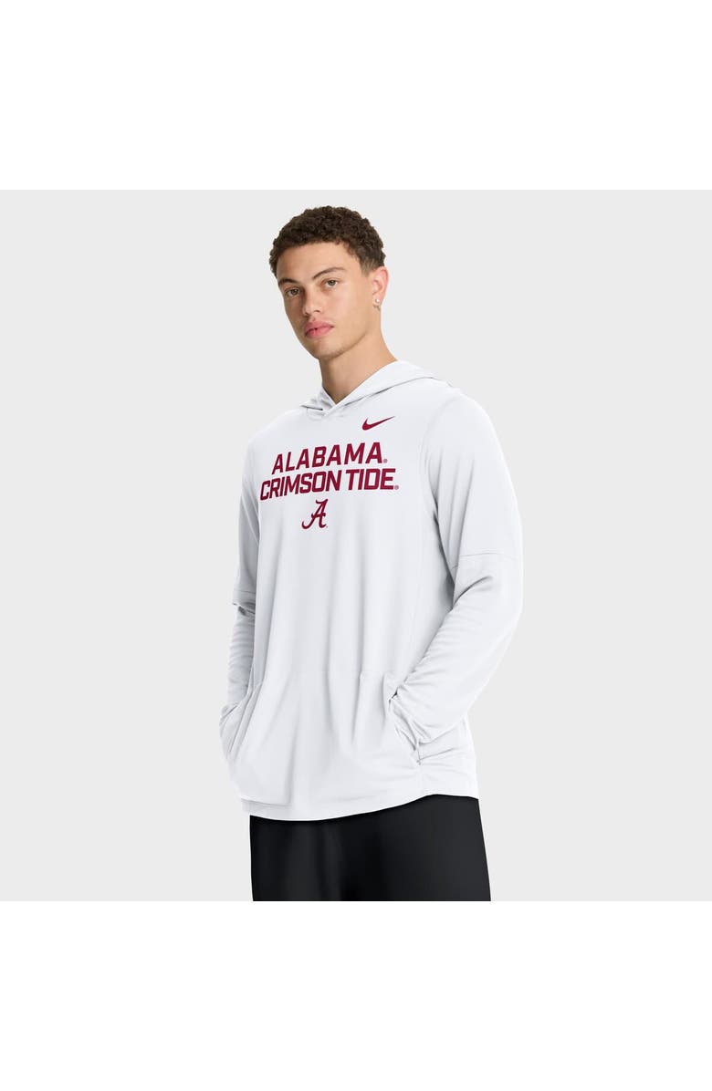 Nike Men's Nike White Alabama Crimson Tide 2025 Sideline Performance Long Sleeve Hoodie T-Shirt, Alternate, color, White