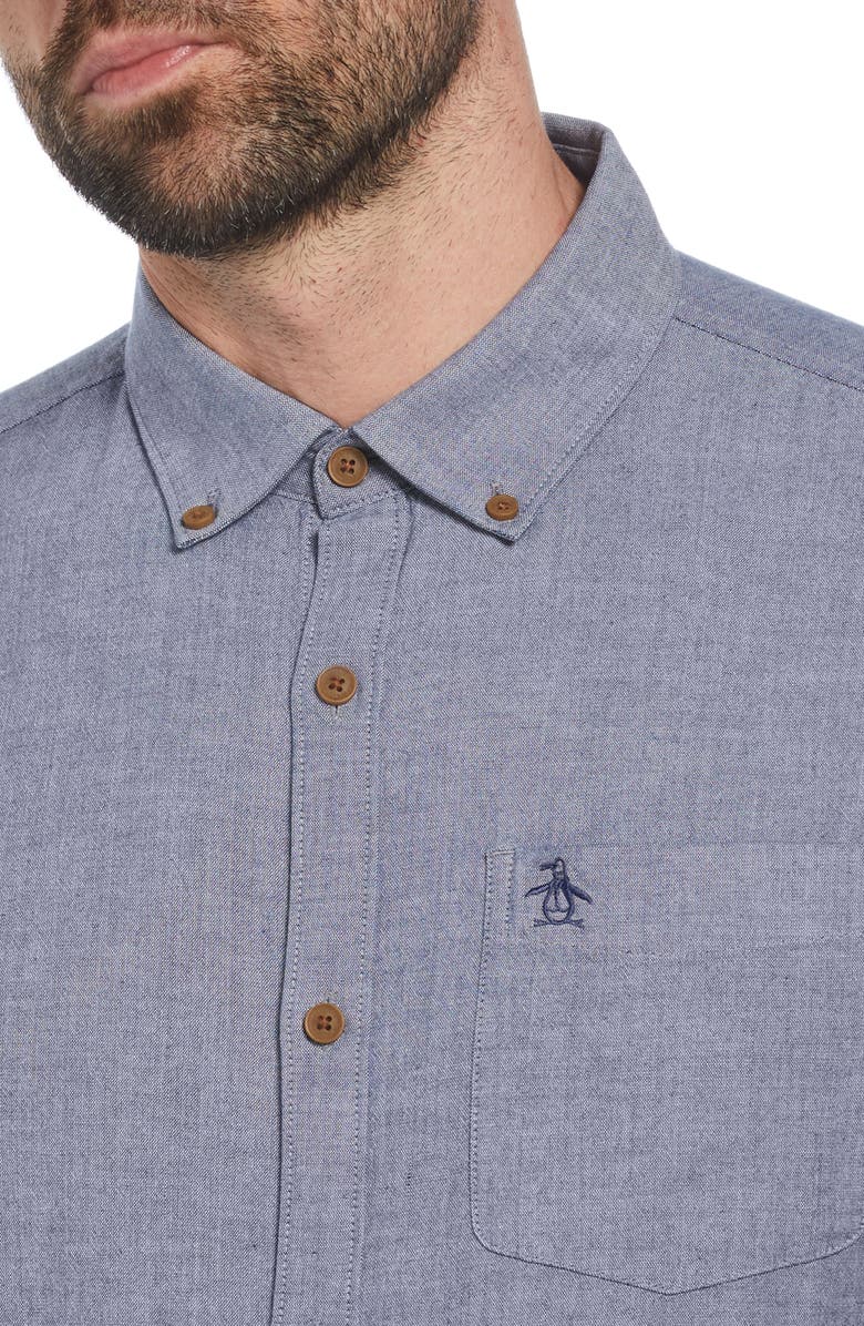 Original Penguin Yarn Dye Stretch Chambray Button-Down Shirt, Alternate, color, 