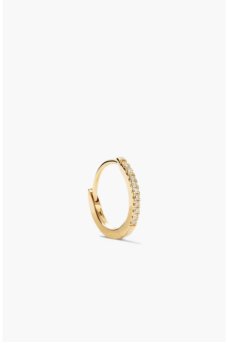 Single Pavé Diamond Huggie Hoop, Alternate, color, Yellow Gold