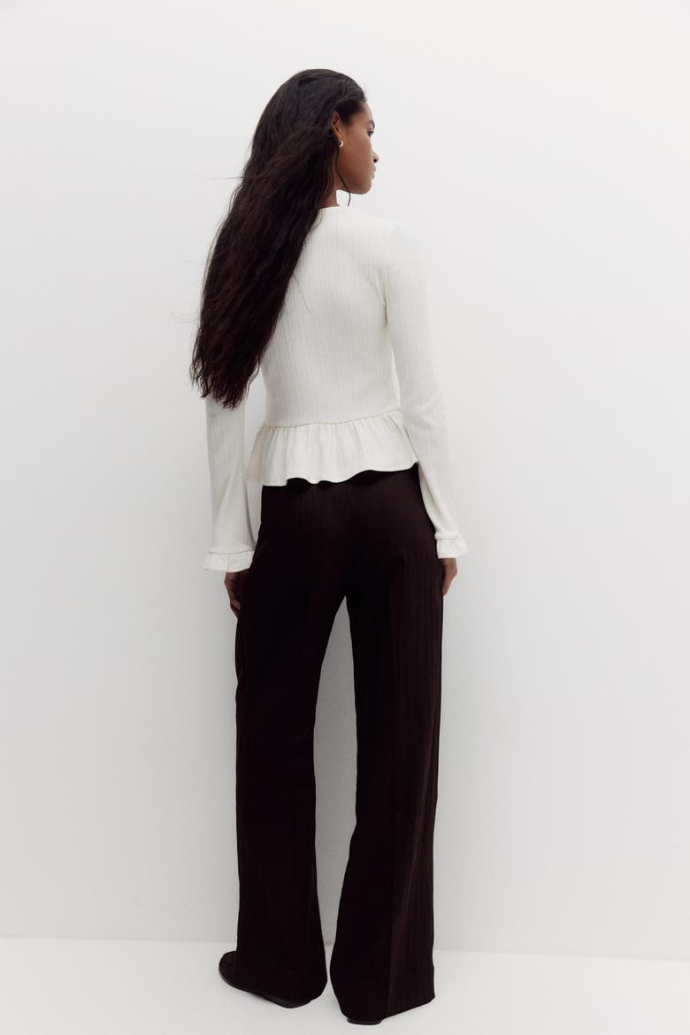 Crinkled Tailored Trousers, Alternate, color, Dark brown