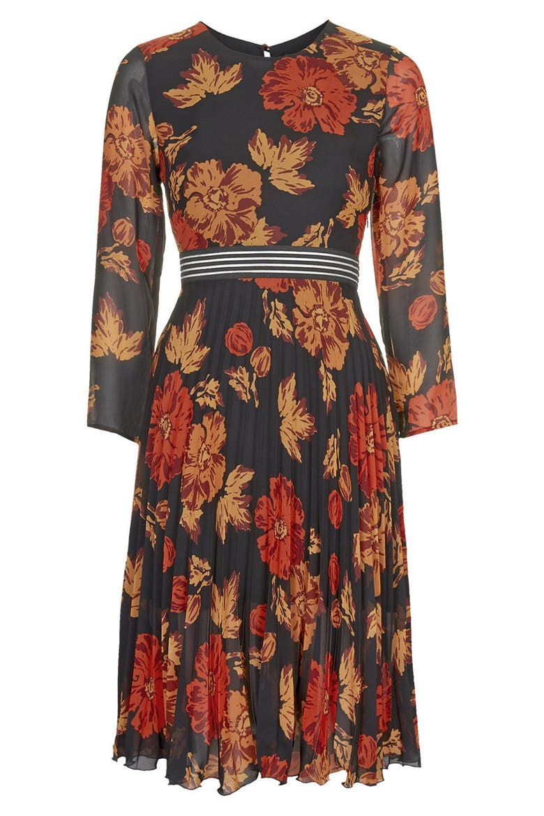 'Bloomsbury' Floral Print Midi Dress, Alternate, color, RED MULTI