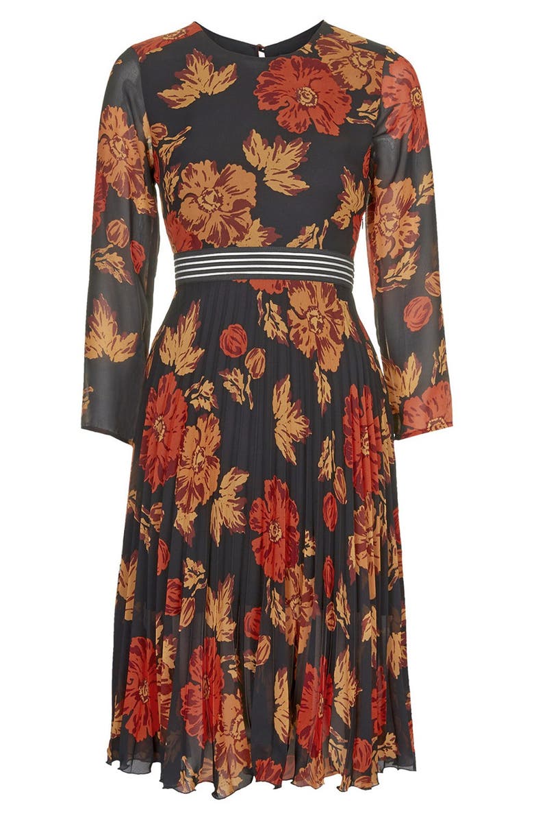 Topshop 'Bloomsbury' Floral Print Midi Dress, Alternate, color, 