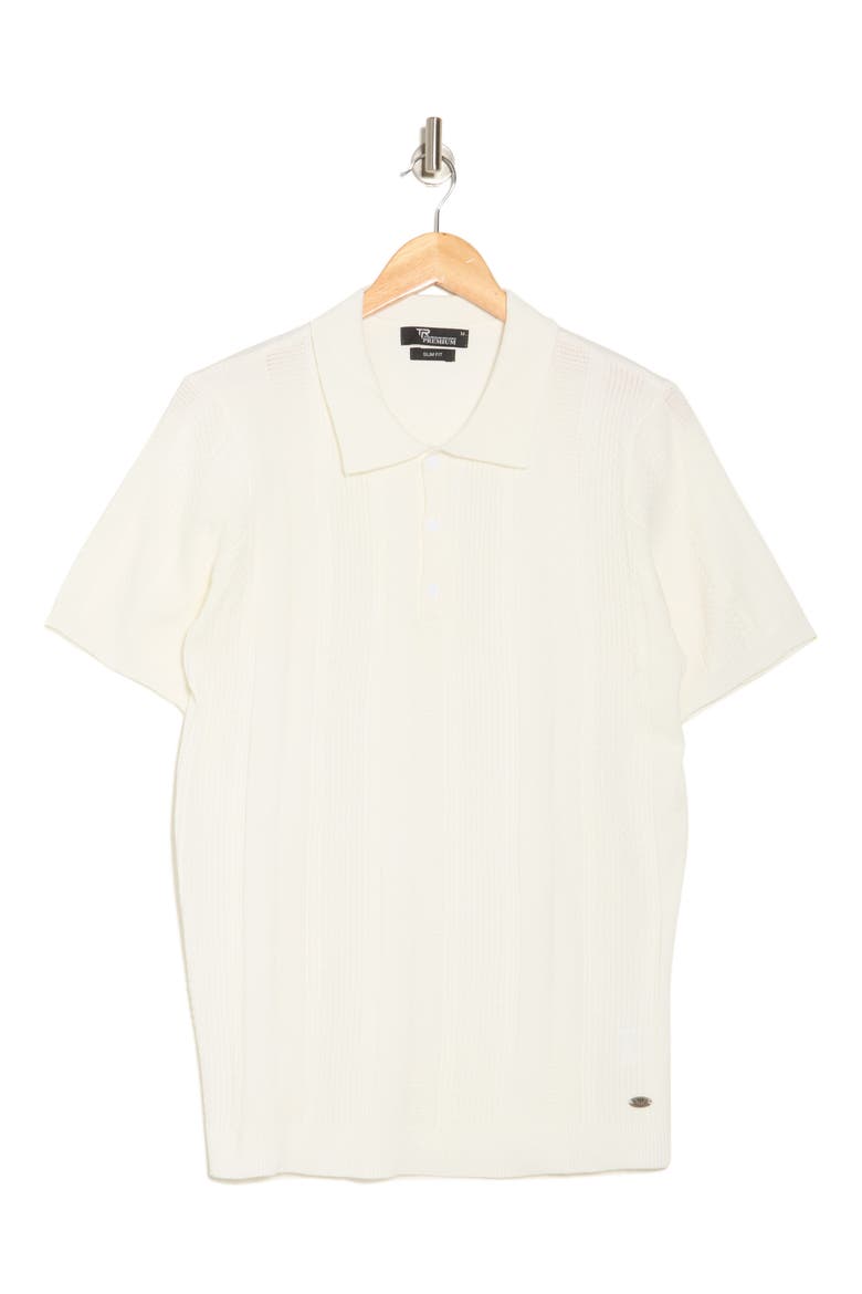 Textured Sweater Knit Polo, Alternate, color, WHITE