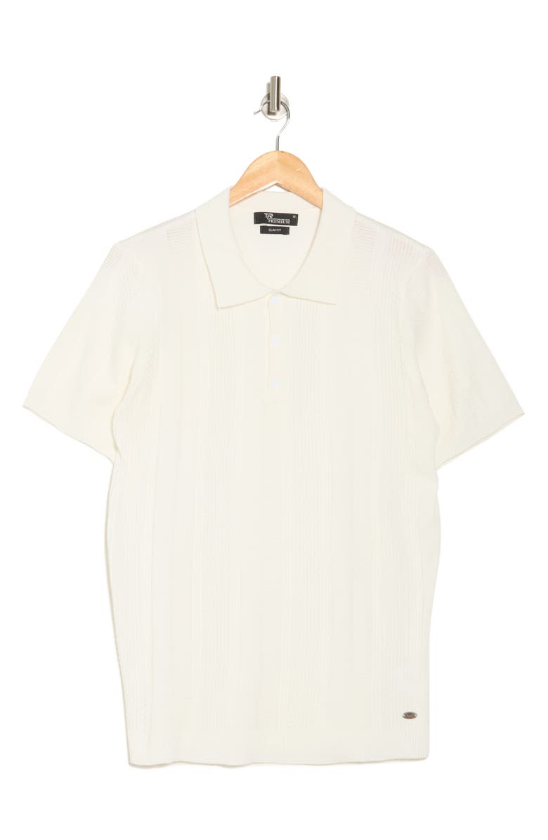 T.R. PREMIUM Textured Sweater Knit Polo, Alternate, color, White