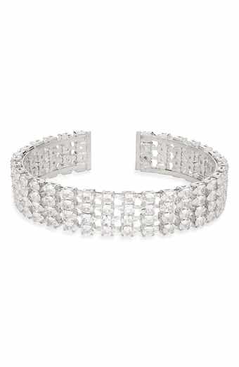 Tasha Teardrop Cubic Zirconia Three Row Cuff Bracelet