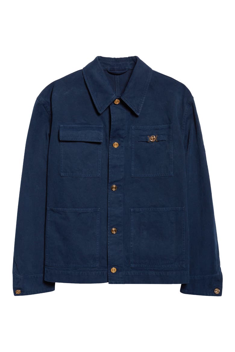 Overdyed Cotton Canvas Chore Jacket, Alternate, color, PETROL BLUE