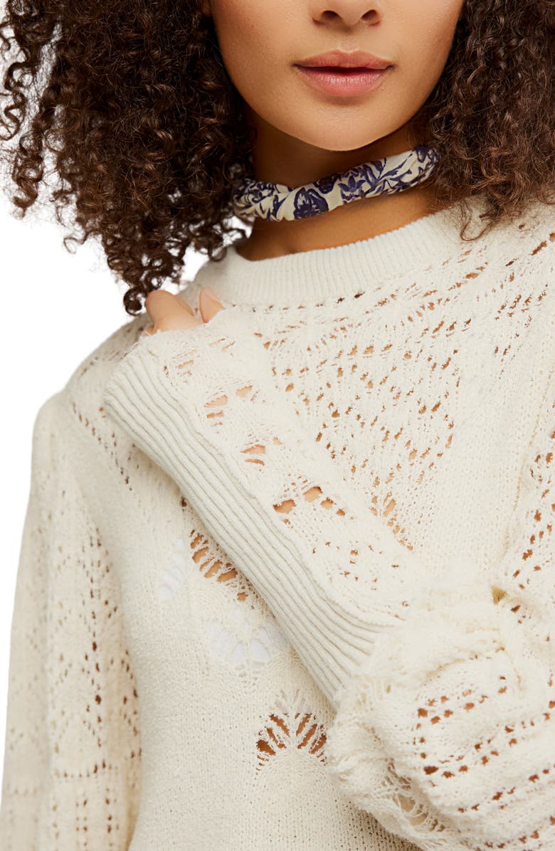 Free People Lucinda Semisheer Sweater, Alternate, color, Ivory
