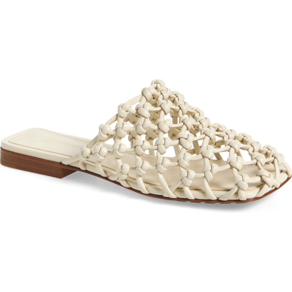 Bottega Veneta White Supple Lambskin Flat Sandals