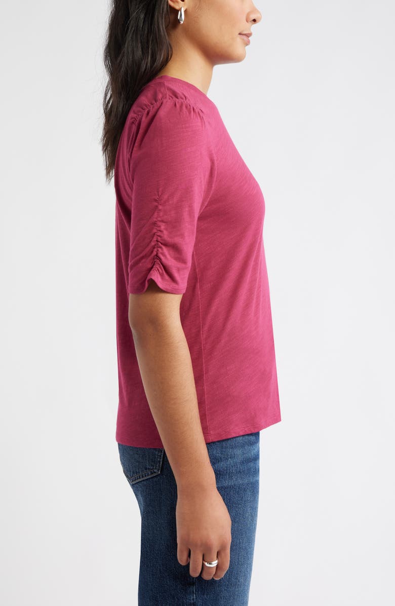 Caslon<sup>®</sup> Puff Sleeve Cotton Blend T-Shirt, Alternate, color, Burgundy Berry