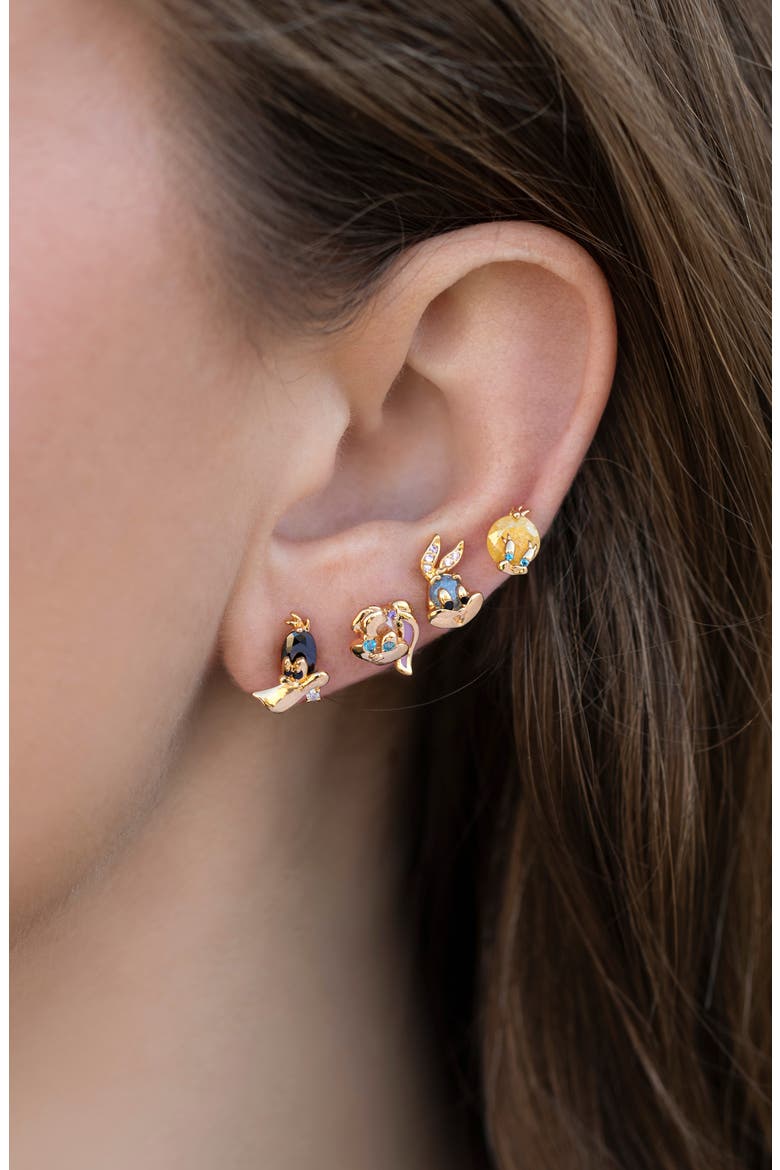 Looney Tunes Set of 4 Stud Earrings, Alternate, color, GOLD