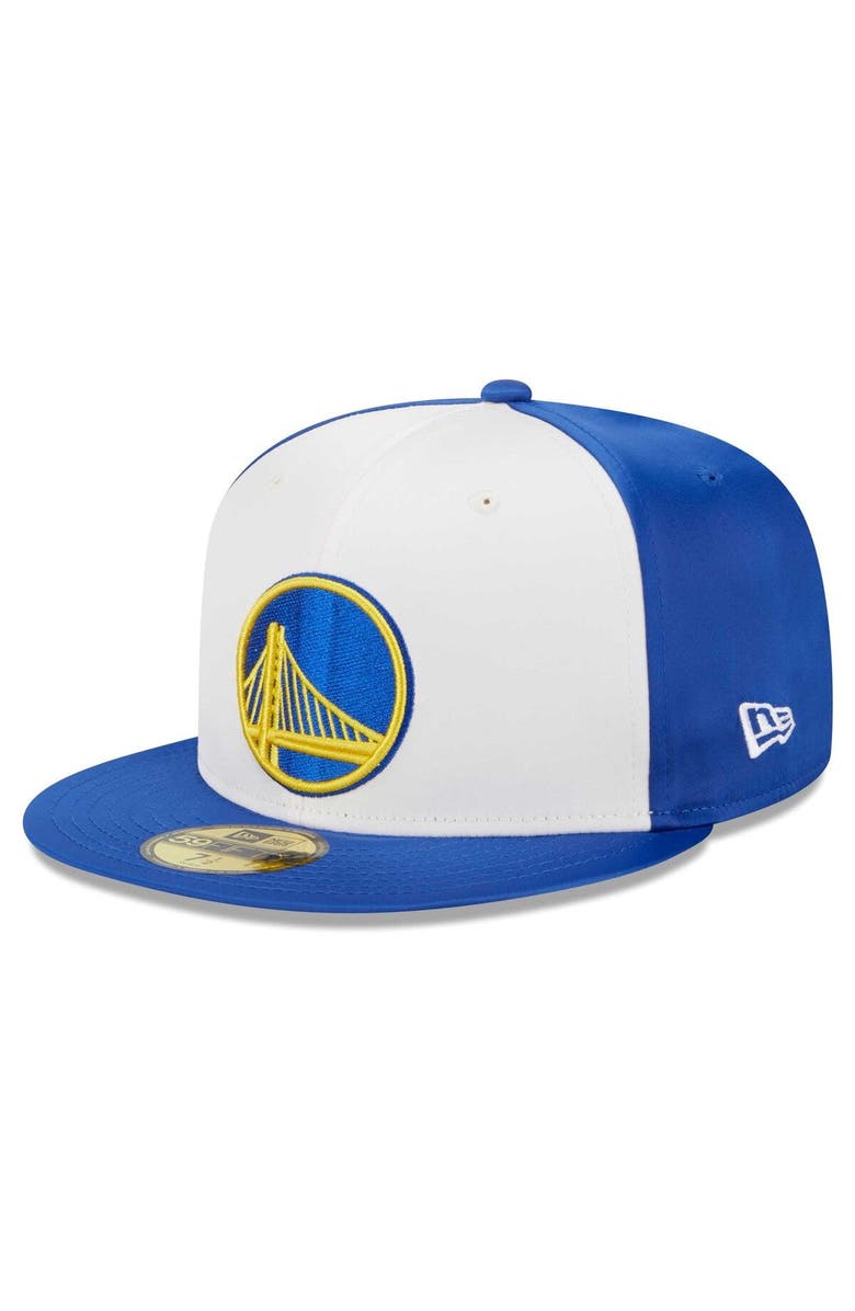 New Era Men's New Era  White Golden State Warriors Throwback Satin 59FIFTY Fitted Hat, Alternate, color, White