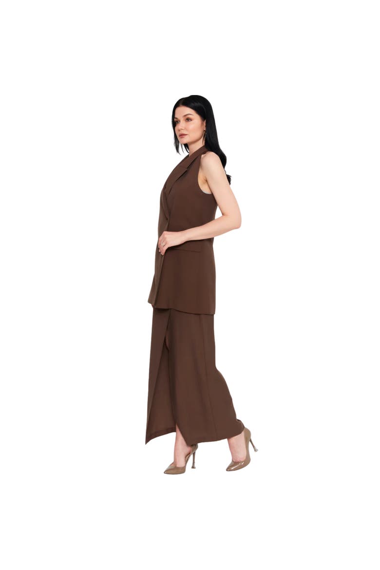 Julie One Shoulder Blazer, Alternate, color, BROWN