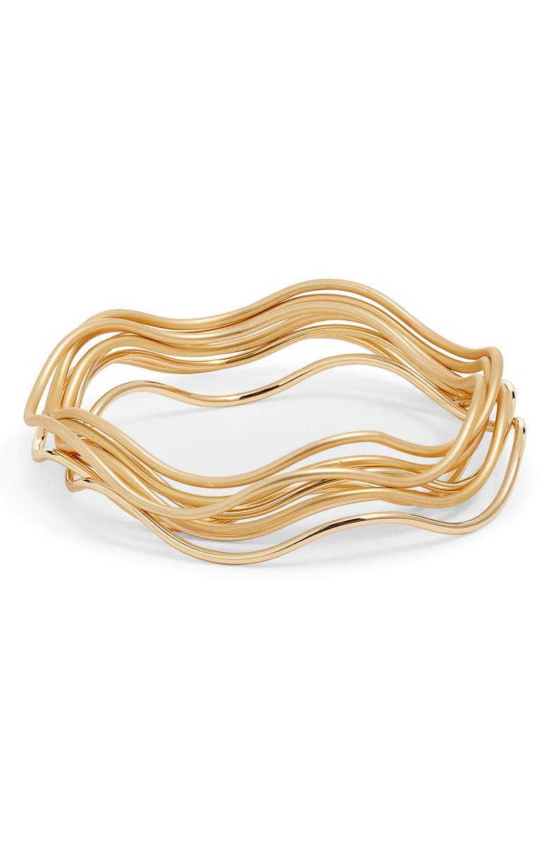 Nordstrom Set of 8 Wavy Bangles, Main, color, Gold