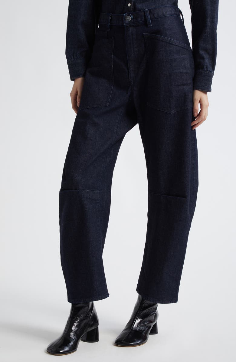 Nili Lotan Shon Barrel Jeans, Alternate, color, Indigo Rinse