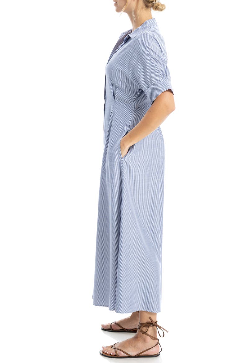 Stripe Short Sleeve Maxi Shirtdress, Alternate, color, INDIGO/ OFF WHITE