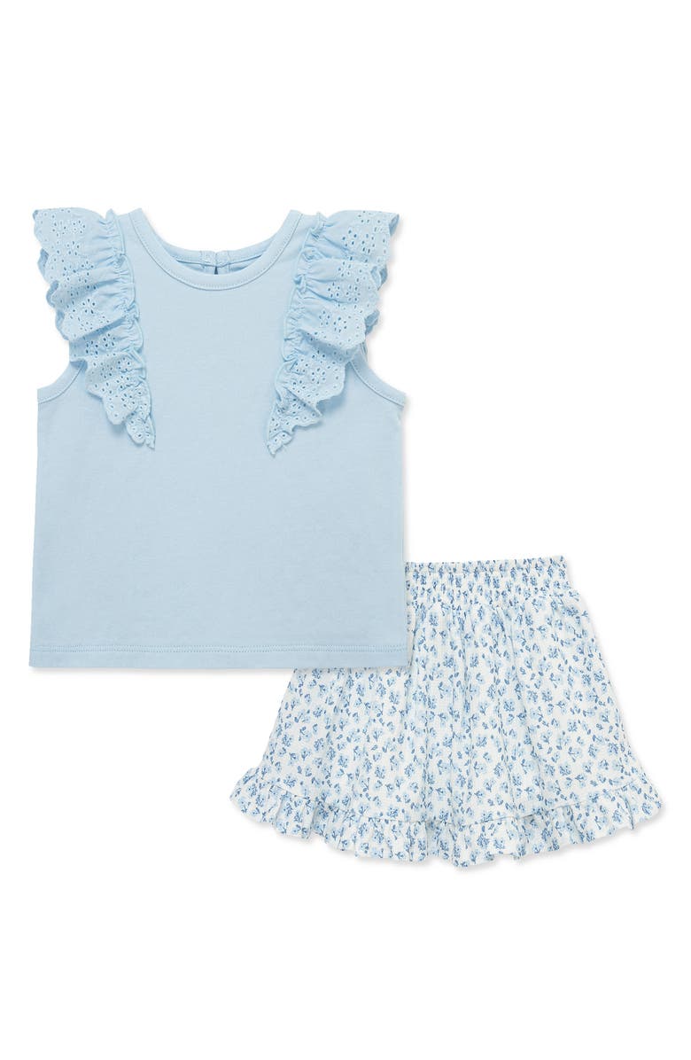 Little Me Ditsy Top & Skort Set, Main, color, Floral