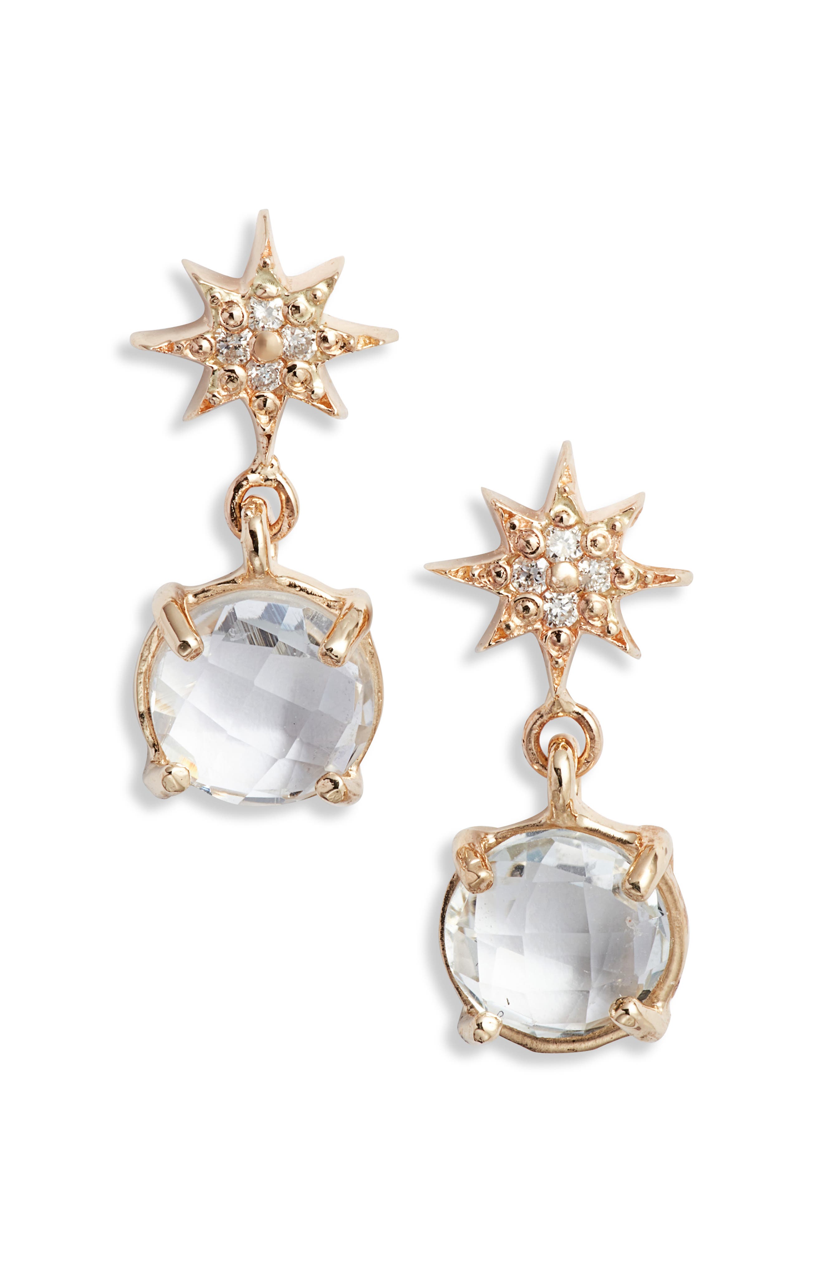 Anzie Star Drop Earrings in Clear Topaz 
