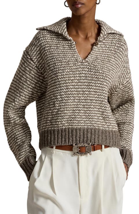 Striped Cotton & Wool Blend Sweater