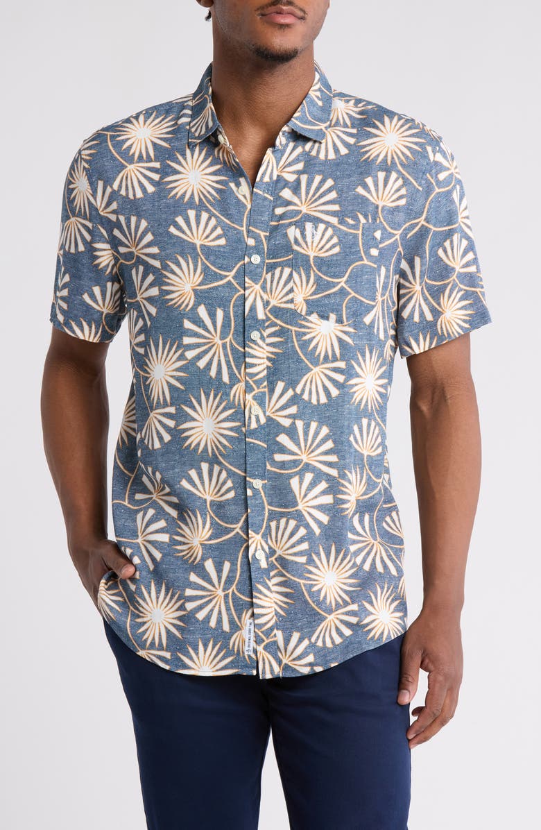 Original Penguin Botanical Short Sleeve Button-Up Shirt, Main, color,