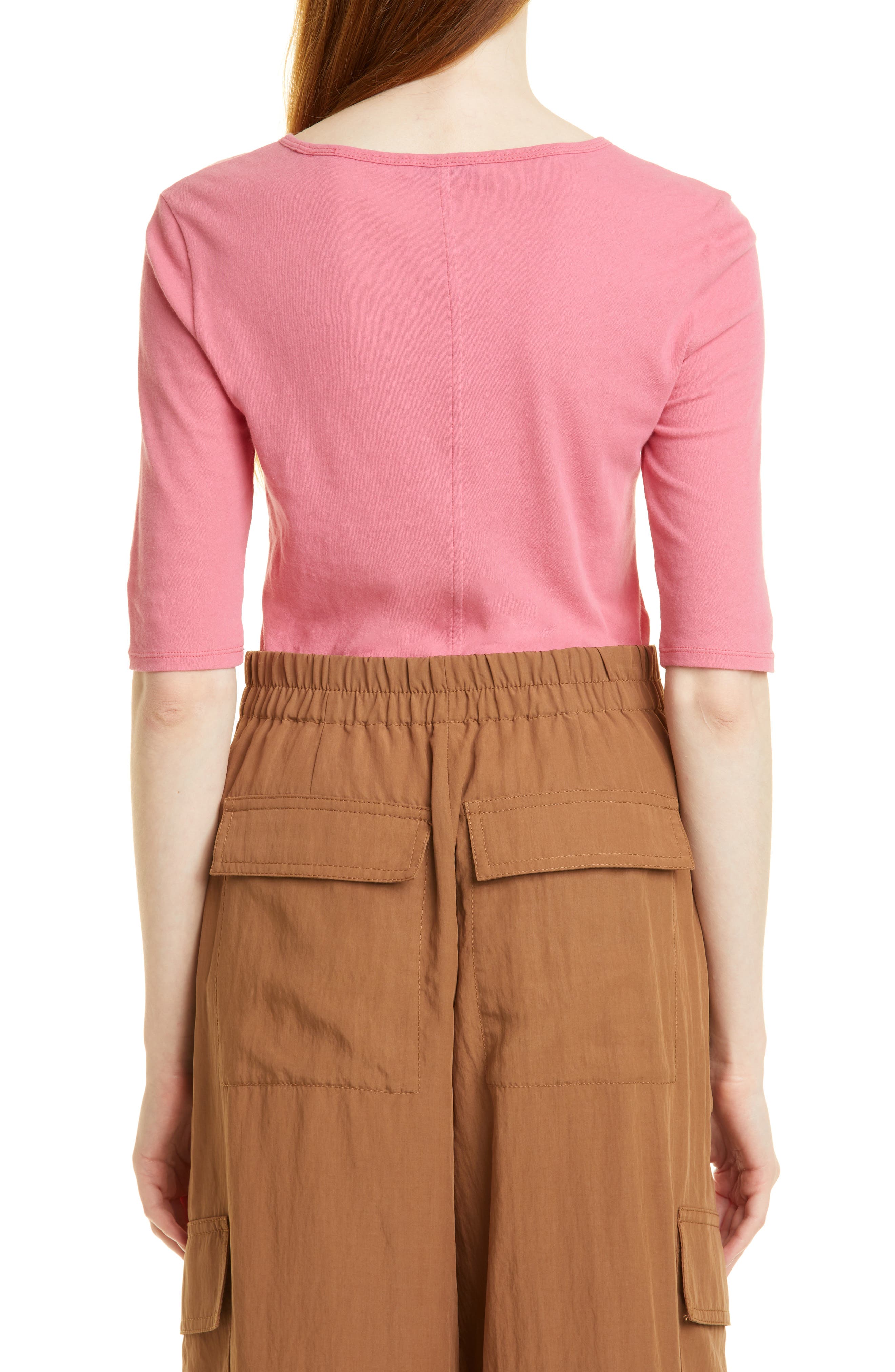 Elbow Sleeve Cotton Knit Top - image 2