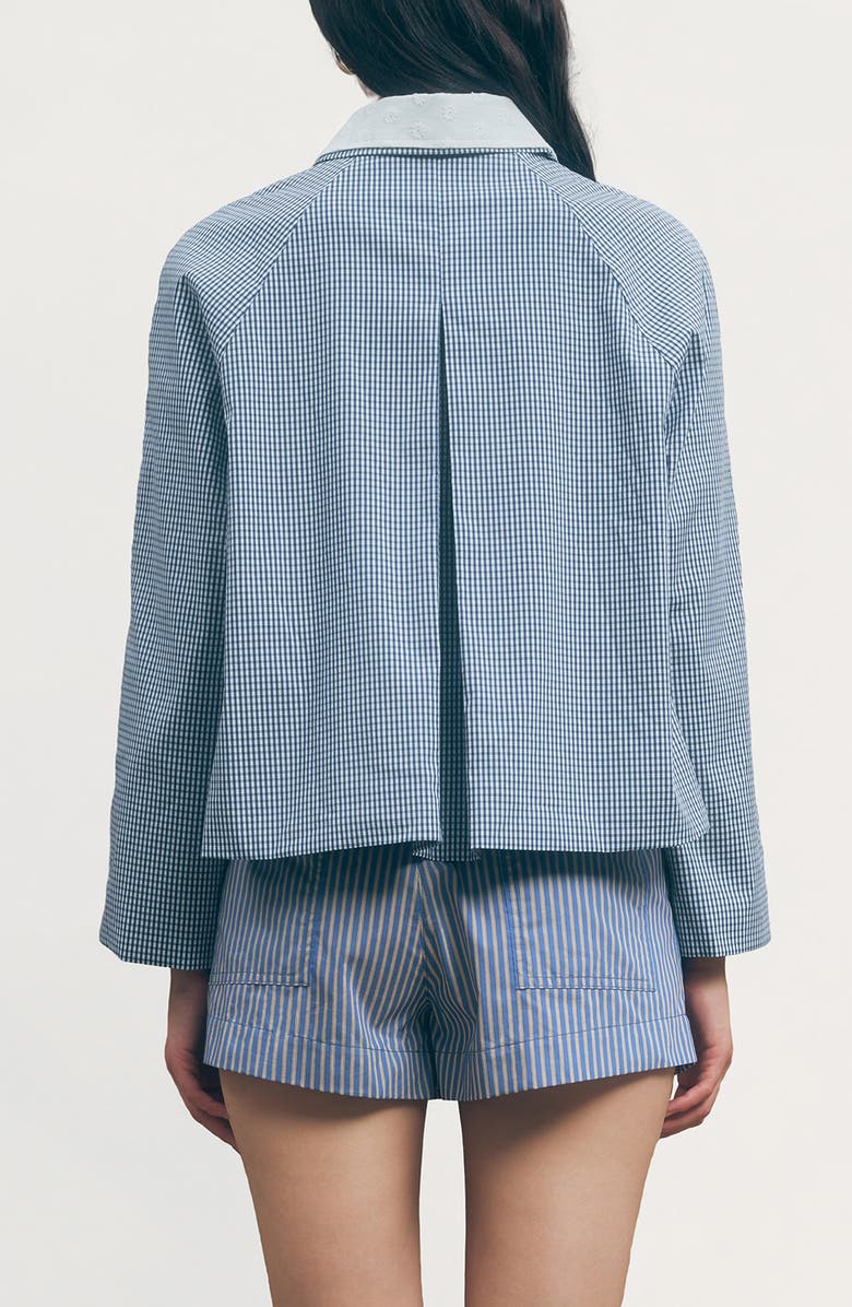 MAUDE CLUB Milton Cotton Gingham Jacket, Alternate, color, Navy Plaid