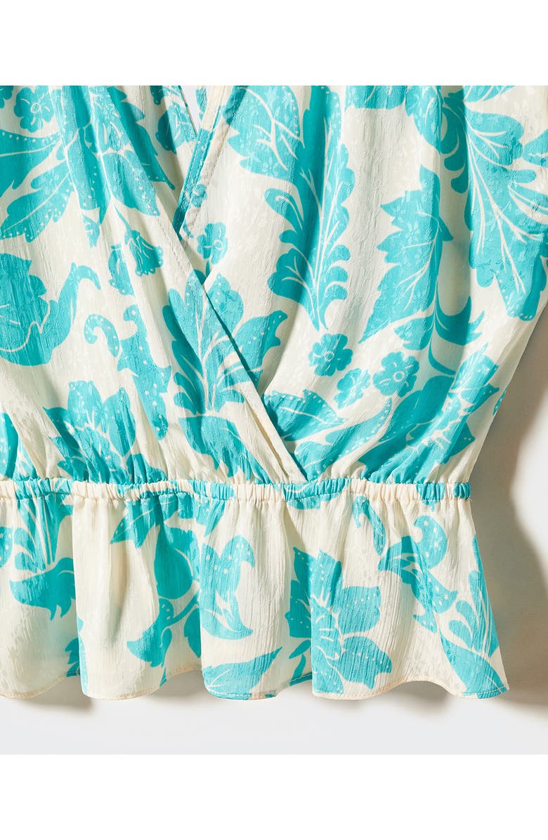 MANGO Floral Jacquard Peplum Top, Alternate, color, 