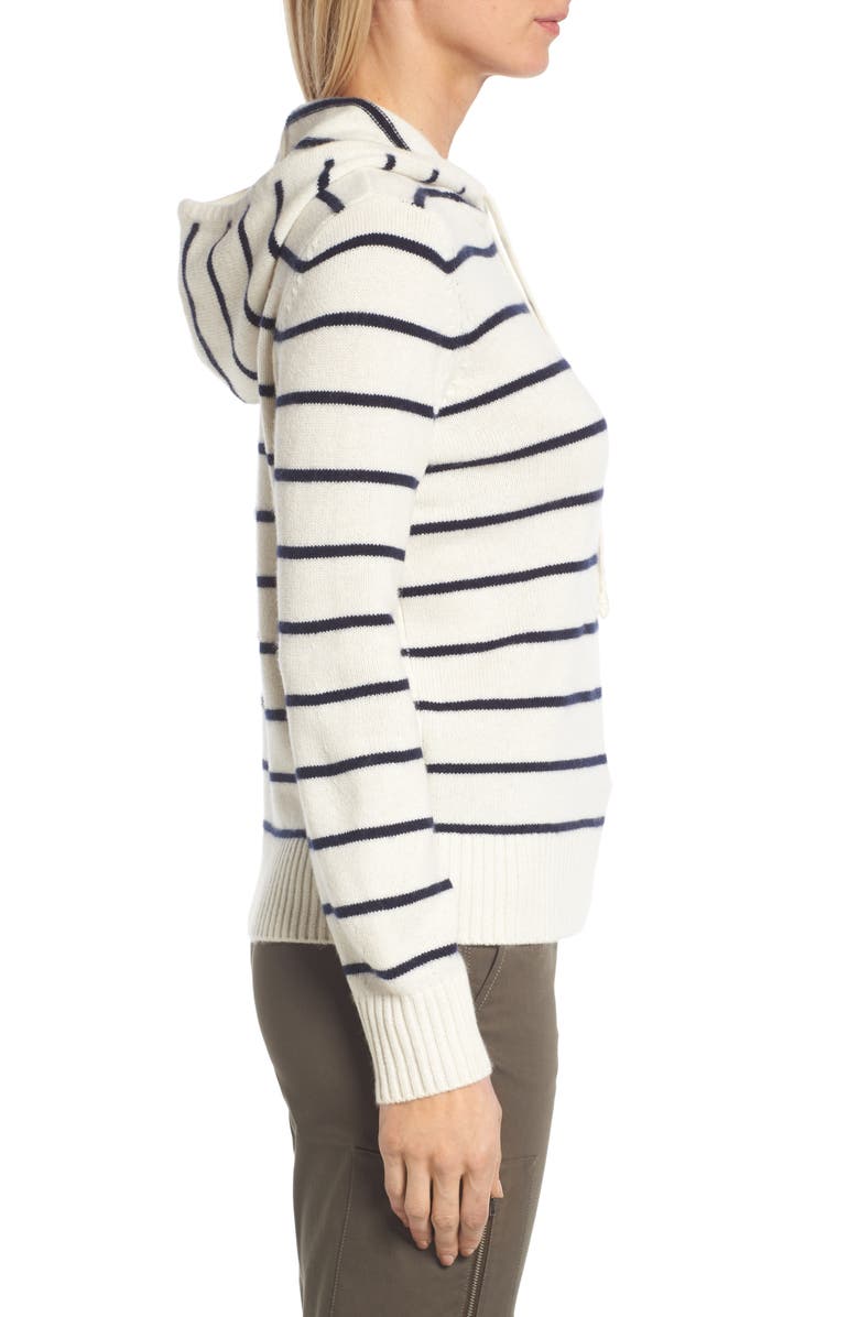 Nordstrom Signature Stripe Cashmere Hoodie, Alternate, color,