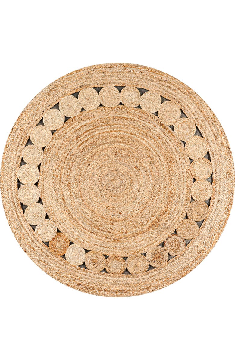 JONATHAN Y Dahlia Round Natural Jute Boho Circle Natural Round Area Rug, Main, color, Natural