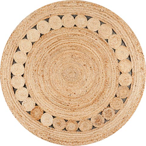 Dahlia Round Natural Jute Boho Circle Natural Round Area Rug
