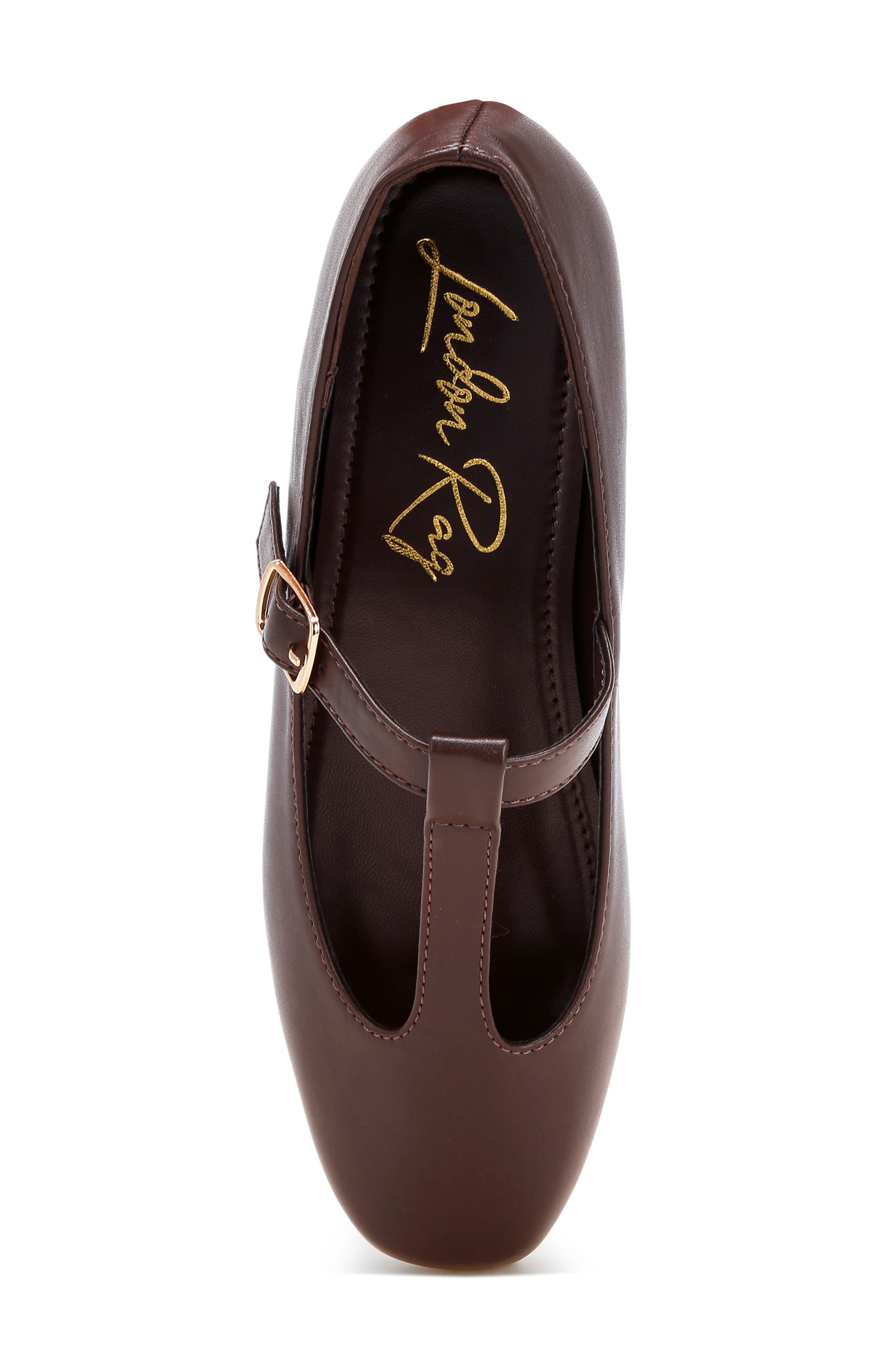 Velsna T-Strap Flat, Alternate, color, BROWN