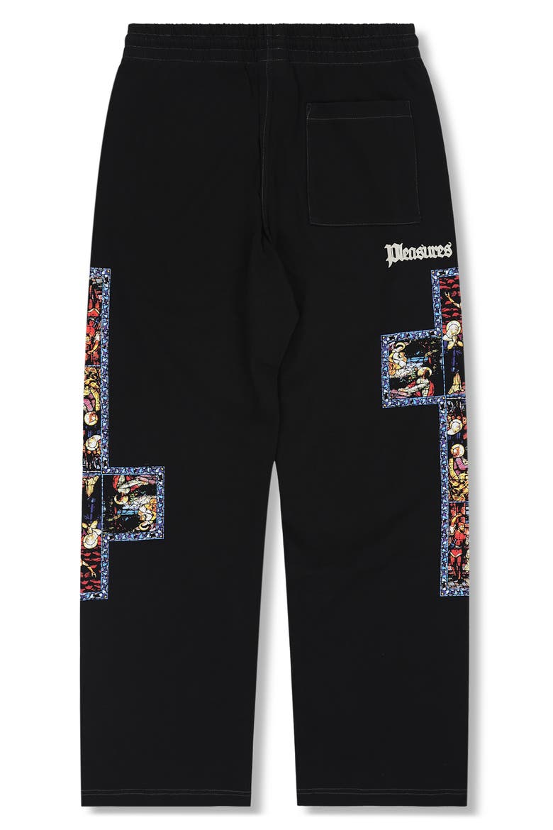 Blasphemy Print Straight Leg Drawstring Sweatpants, Alternate, color, BLACK