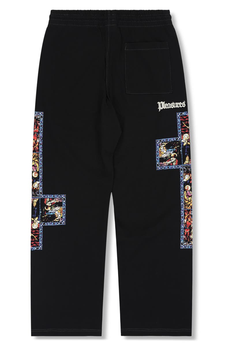 PLEASURES Blasphemy Print Straight Leg Drawstring Sweatpants, Alternate, color, Black