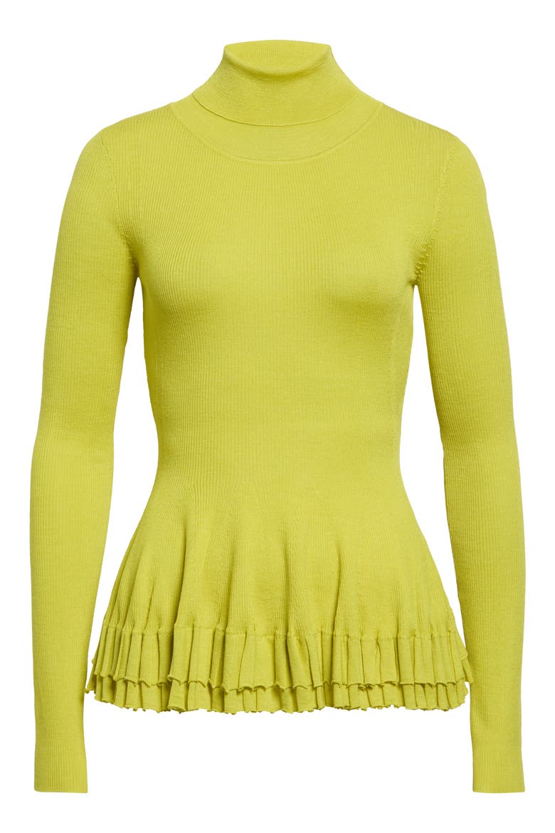 Merritt Merino Wool & Silk Peplum Turtleneck, Alternate, color, YELLOW
