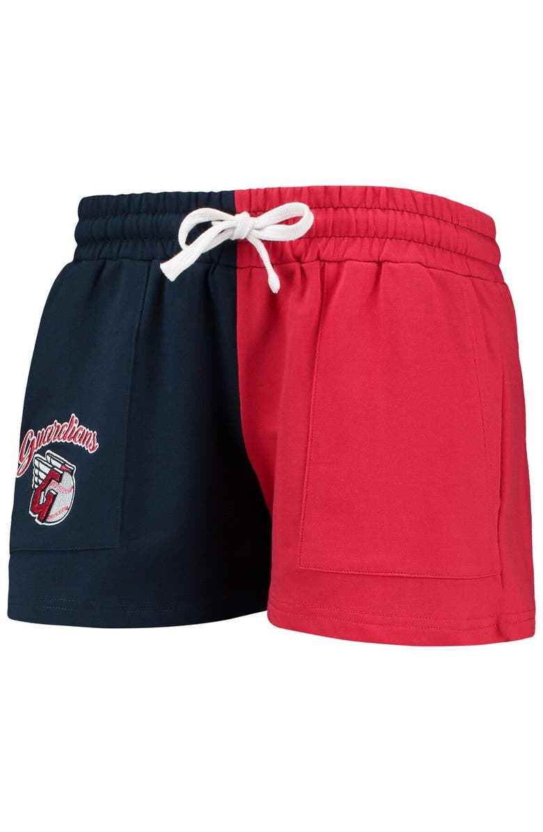 FOCO Women's FOCO Navy/Red Cleveland Guardians Color-Block Pullover Hoodie & Shorts Lounge Set, Alternate, color, Navy