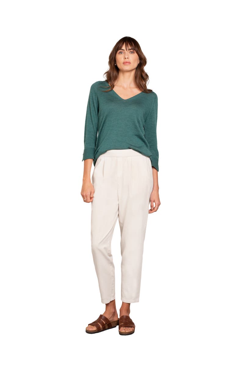 Celtic & Co. Twill Tapered Pull On Pants, Alternate, color, Oatmeal