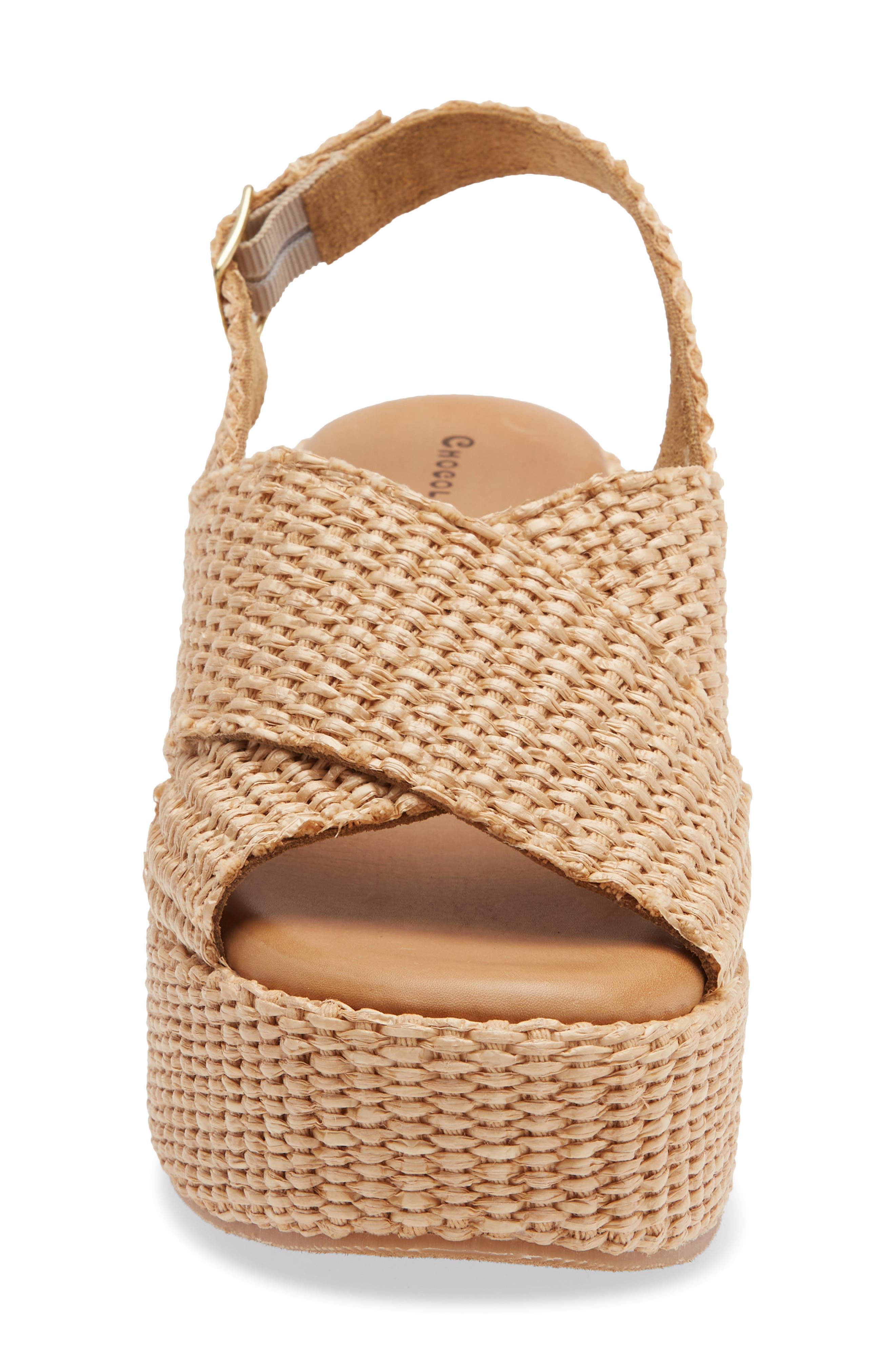 Chocolat Blu Jacen Slingback Wedge Platform Sandal, Alternate, color, Natural Raffia