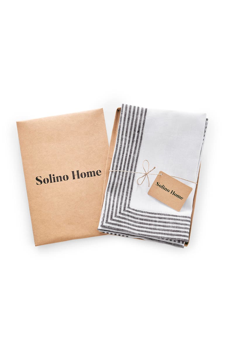 Solino Home Linen Dinner Napkins - Lucca, 20" x 20" Inch, Alternate, color, Black