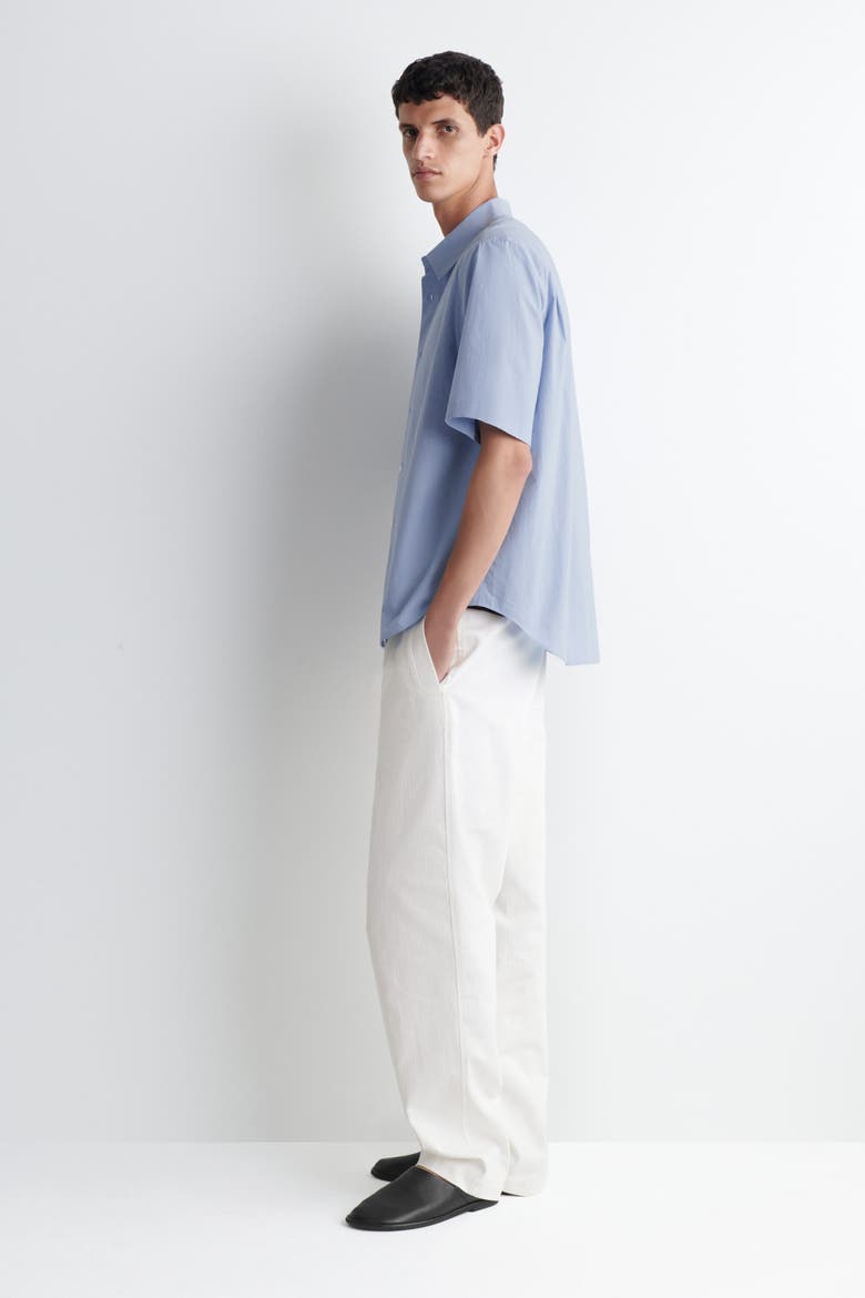 Relaxed Cotton Short-sleeved Shirt, Alternate, color, LIGHT BLUE
